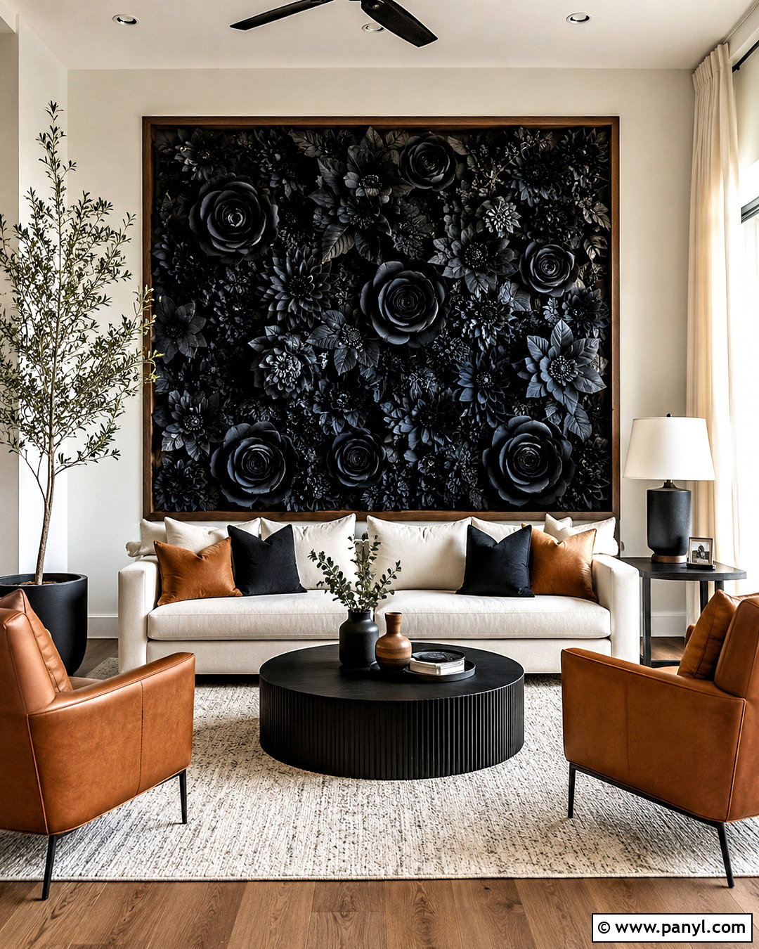 Black Flower Wall Living Room - 20 black flower wall ideas
