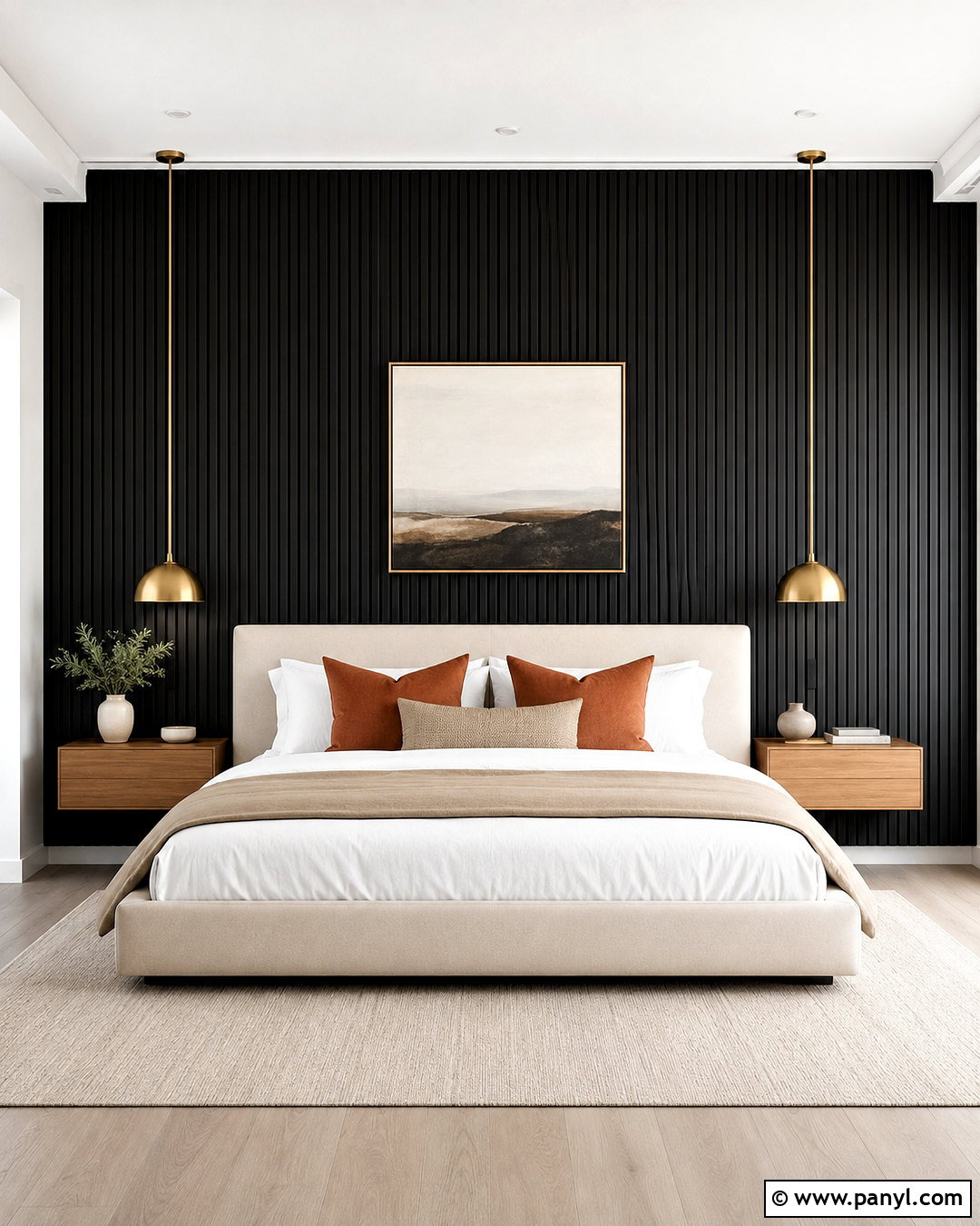 Black Fluted Wood Bedroom Wall - 20 black wood accent wall ideas