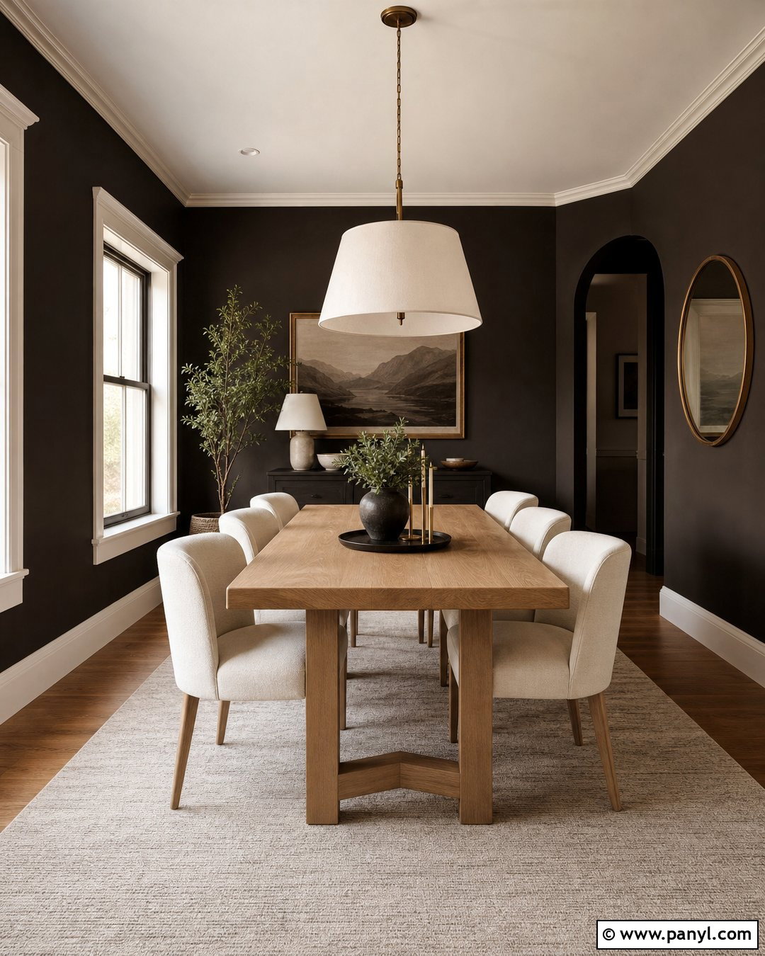 Black Fox Walls With Aesthetic White Trim - 25 Sherwin Williams Wall And Trim Combo Ideas