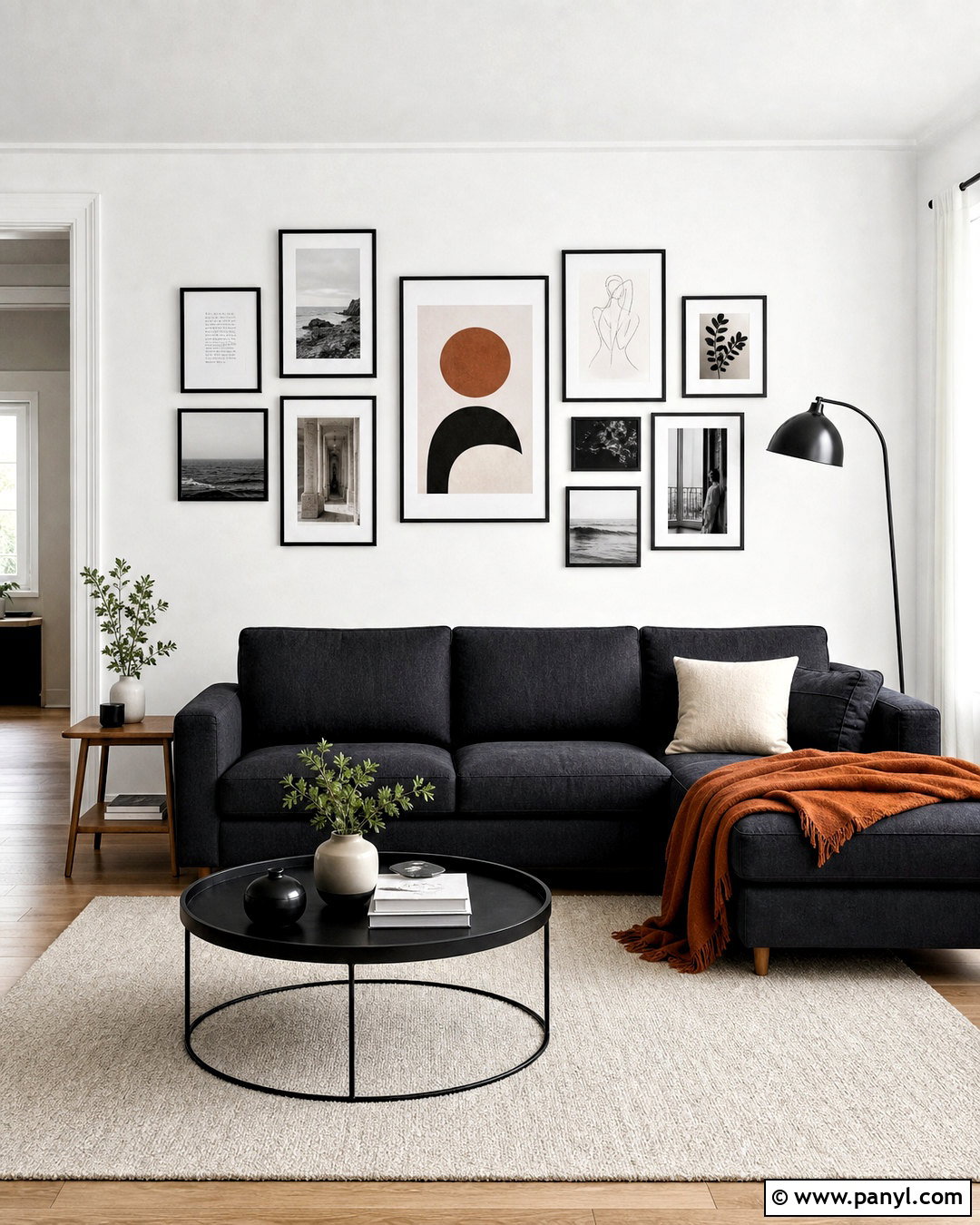 Black Frame Gallery Wall - 20 white wall decor ideas
