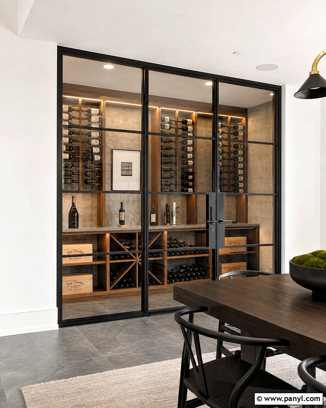 Black Framed Glass Wine Cellar Wall - 20 small glass wine cellar wall ideas