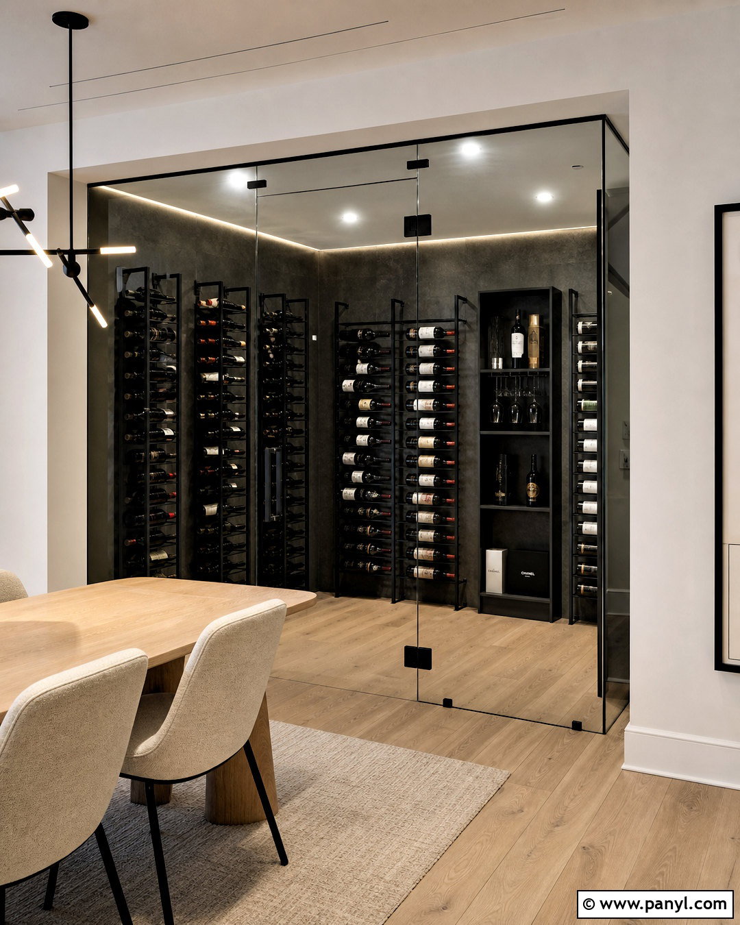 Black Frameless Wine Cellar - 20 frameless wine cellar ideas