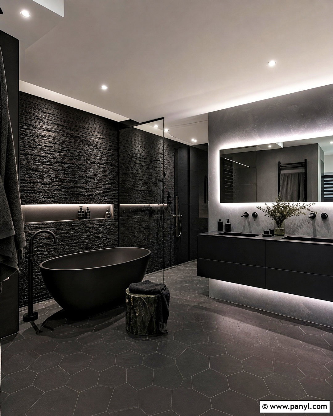 Black Freestanding Tub Bathroom - 20 all black bathroom ideas