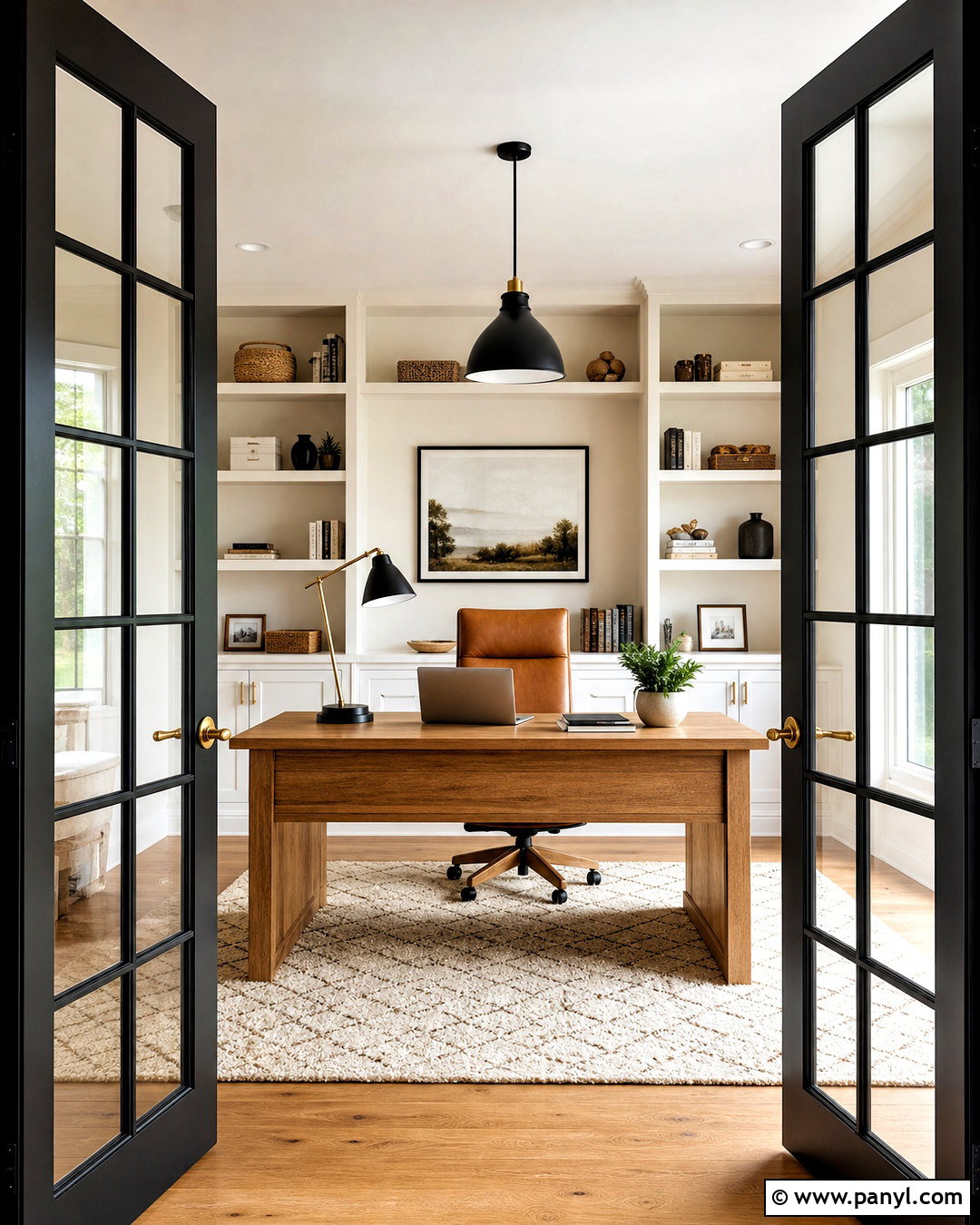Black French Door Home Office - 20 black door interior design ideas