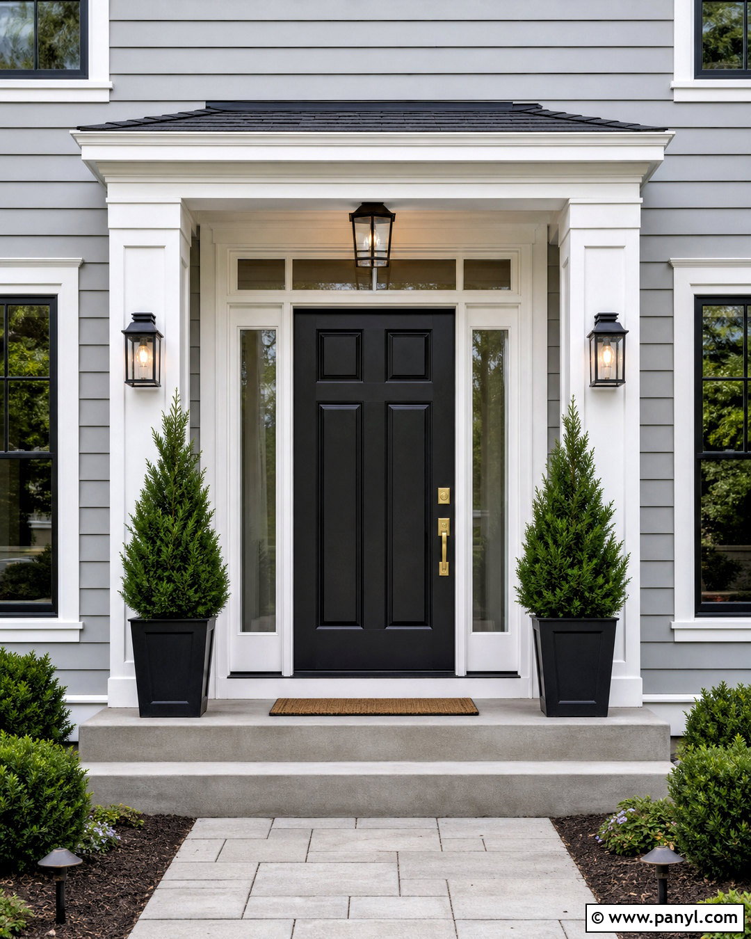 Black Front Door With Gray House - 20 grey house door color ideas