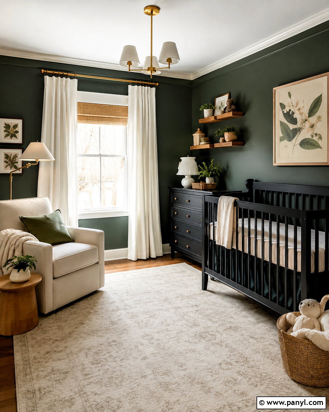 Black Furniture Nursery With Moody Green Walls - 20 black furniture nursery ideas
