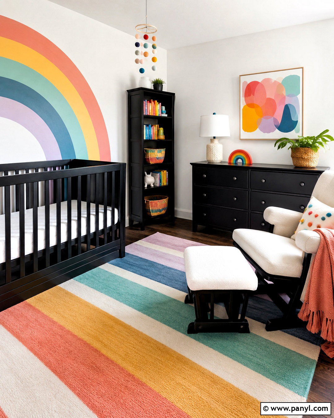 Black Furniture Nursery With Rainbow Colors - 20 black furniture nursery ideas