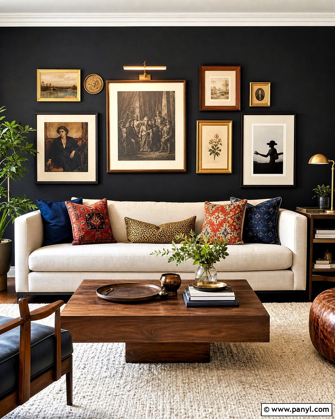 Black Gallery Feature Wall - 20 dark feature wall ideas
