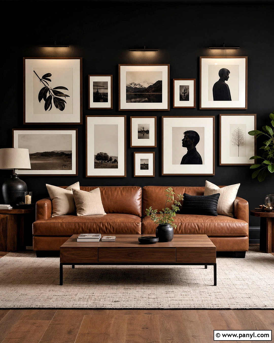 Black Gallery Wall - 20 black accent wall ideas