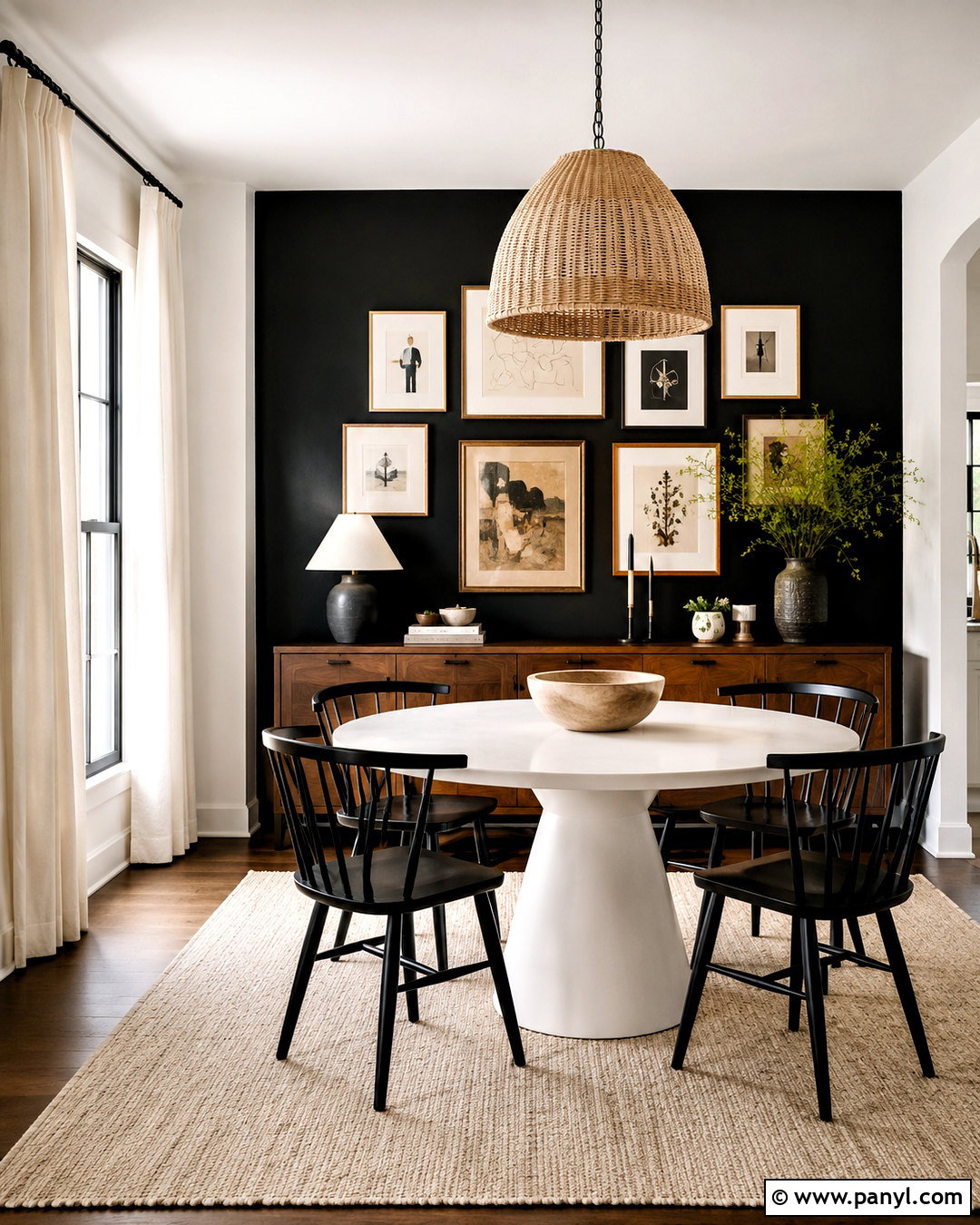 Black Gallery Wall Dining Room - 20 White Room With One Black Wall Ideas