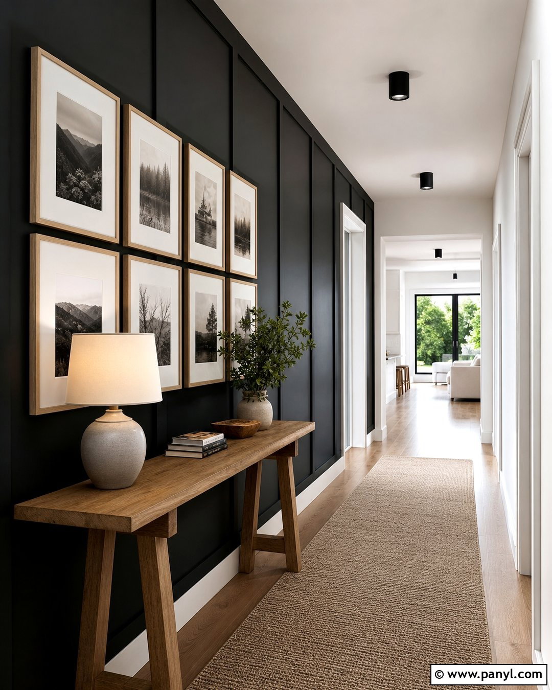 Black Gallery Wall Hallway - 30 dark accent walls