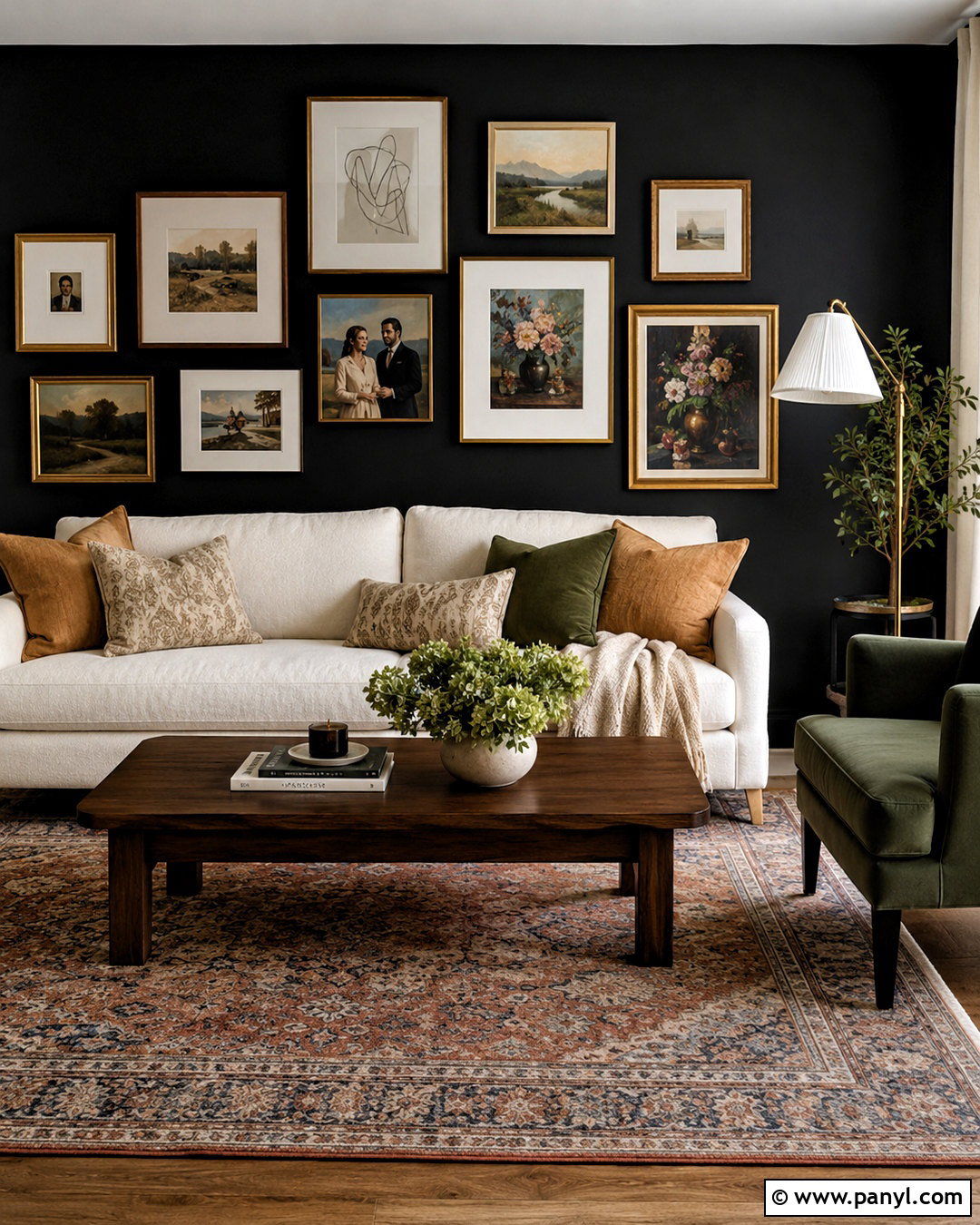 Black Gallery Wall Living Room - 20 black accent wall living room ideas