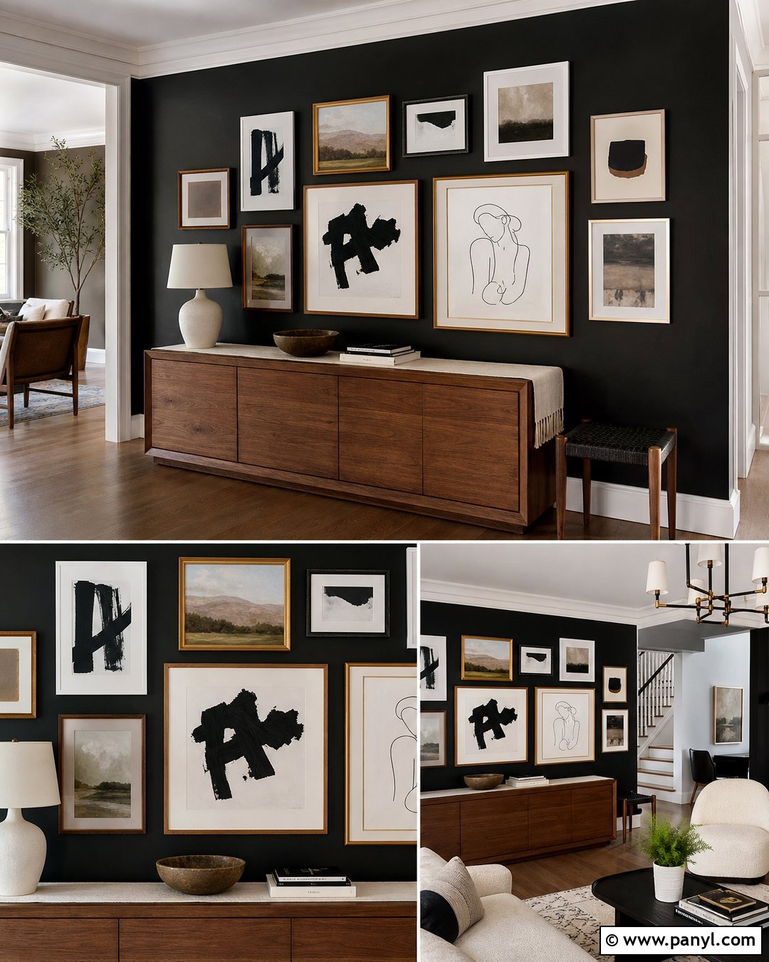 Black Gallery Wall With White Trim - 20 Black Wall With White Trim Ideas