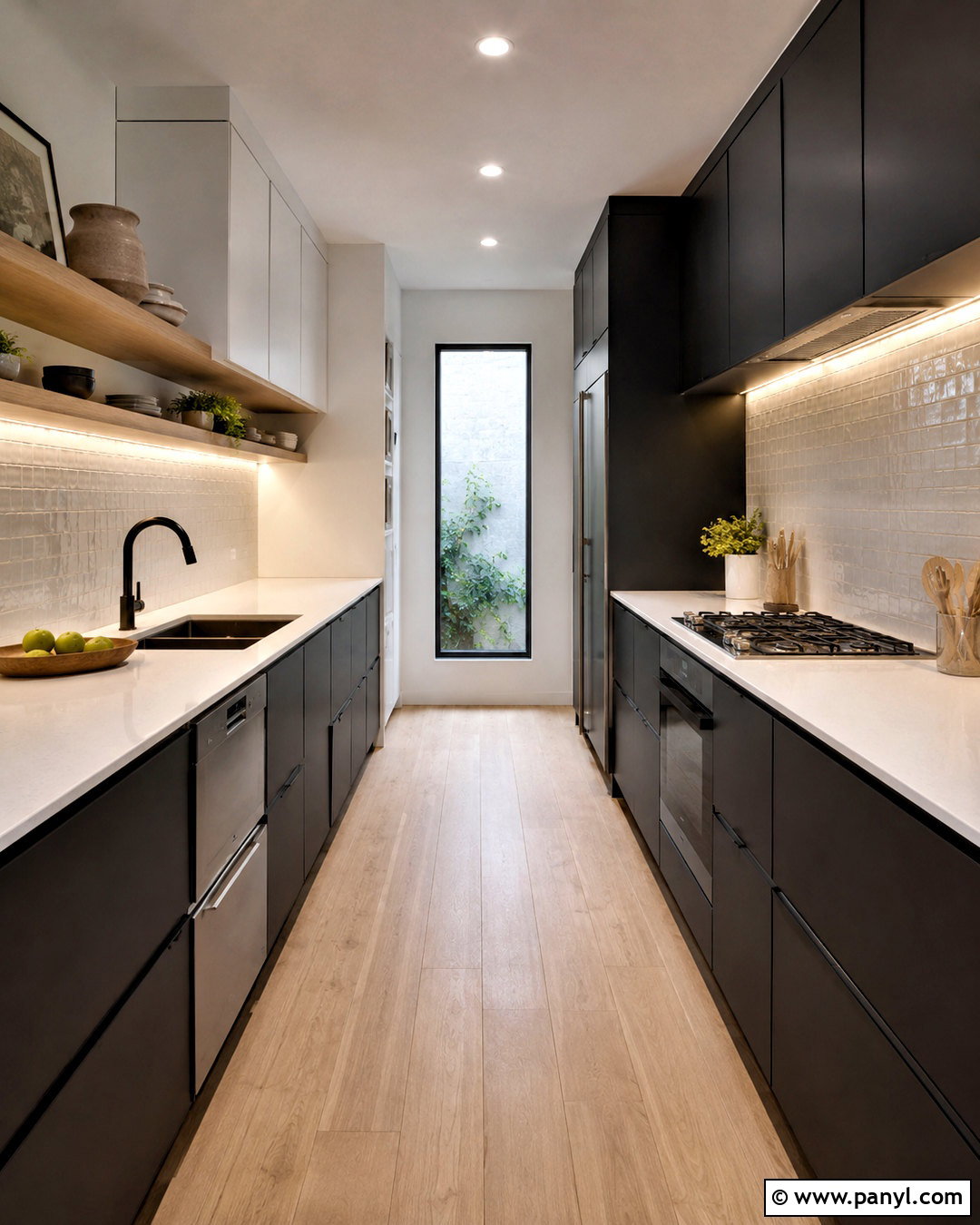 Black Galley Kitchen - 20 black kitchen inspiration ideas