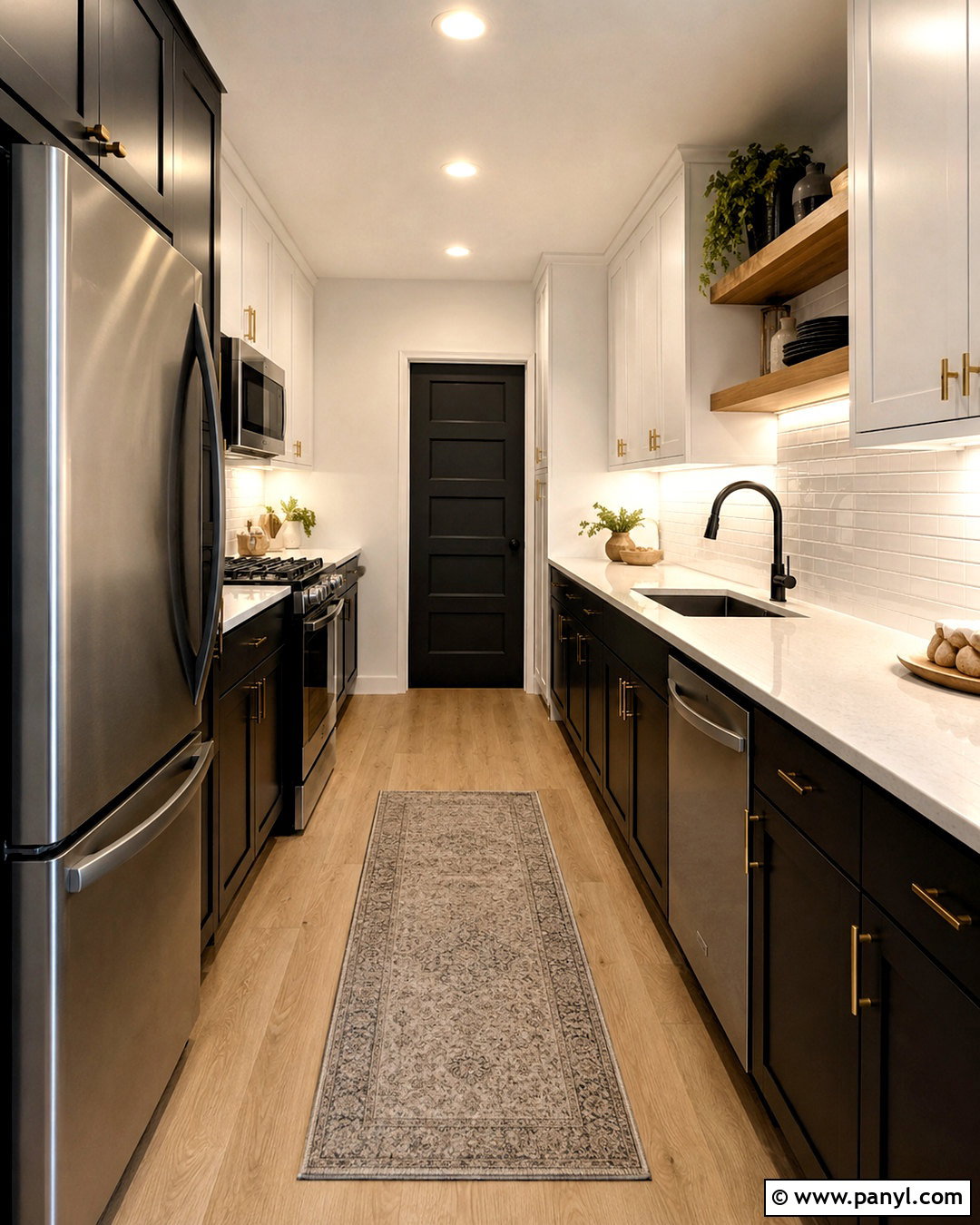 Black Galley Kitchen - 20 black kitchen interior ideas
