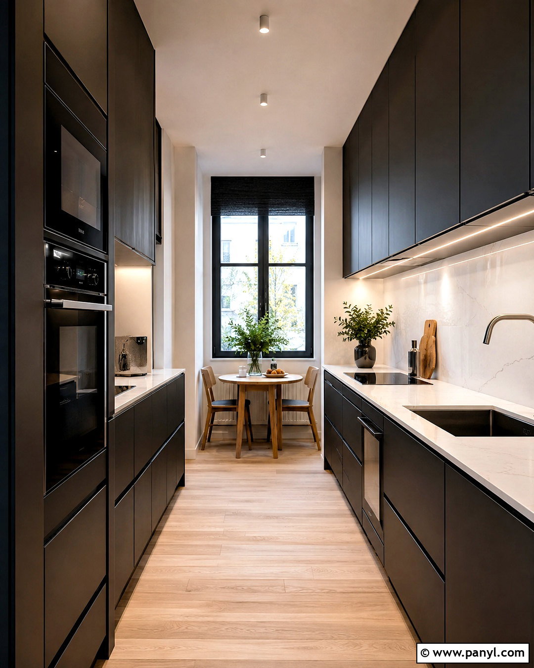 Black Galley Kitchen With Light Floors - 20 black kitchen design ideas
