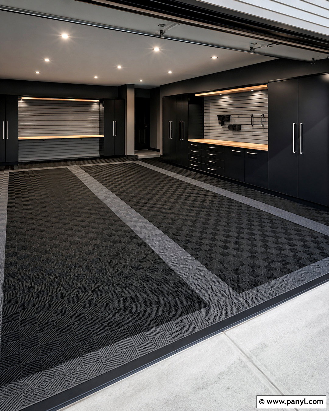 Black Garage Floor Tiles With Gray Walls - 20 black garage interior ideas