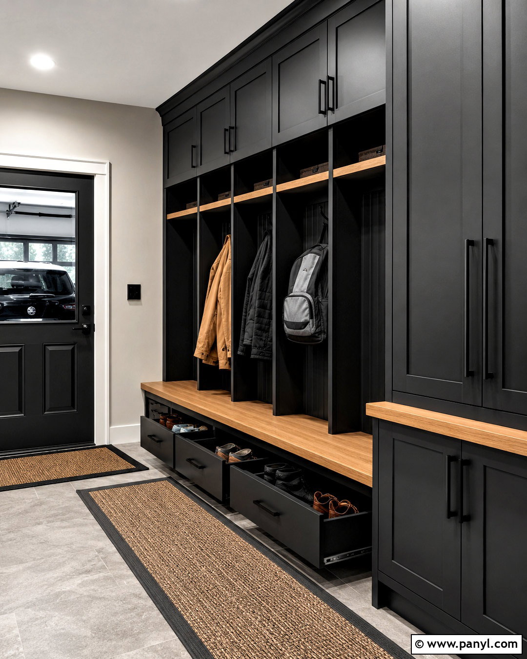 Black Garage Mudroom Entry - 20 black garage interior ideas