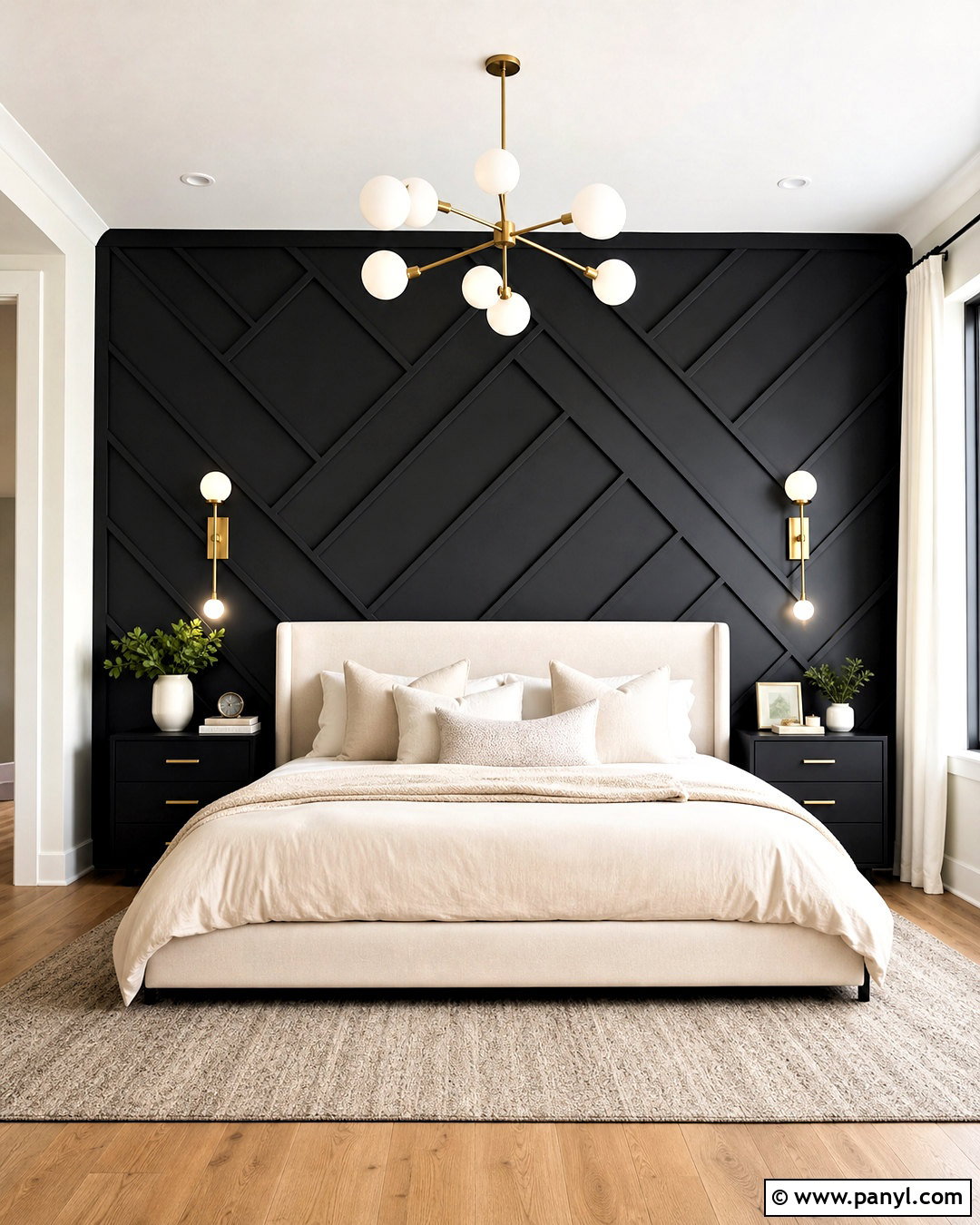 Black Geometric Accent Wall - 20 black accent wall ideas