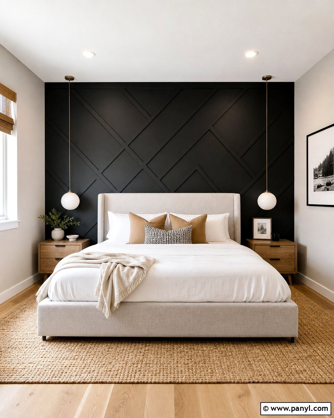 Black Geometric Accent Wall Bedroom - 30 Accent Wall Black Ideas