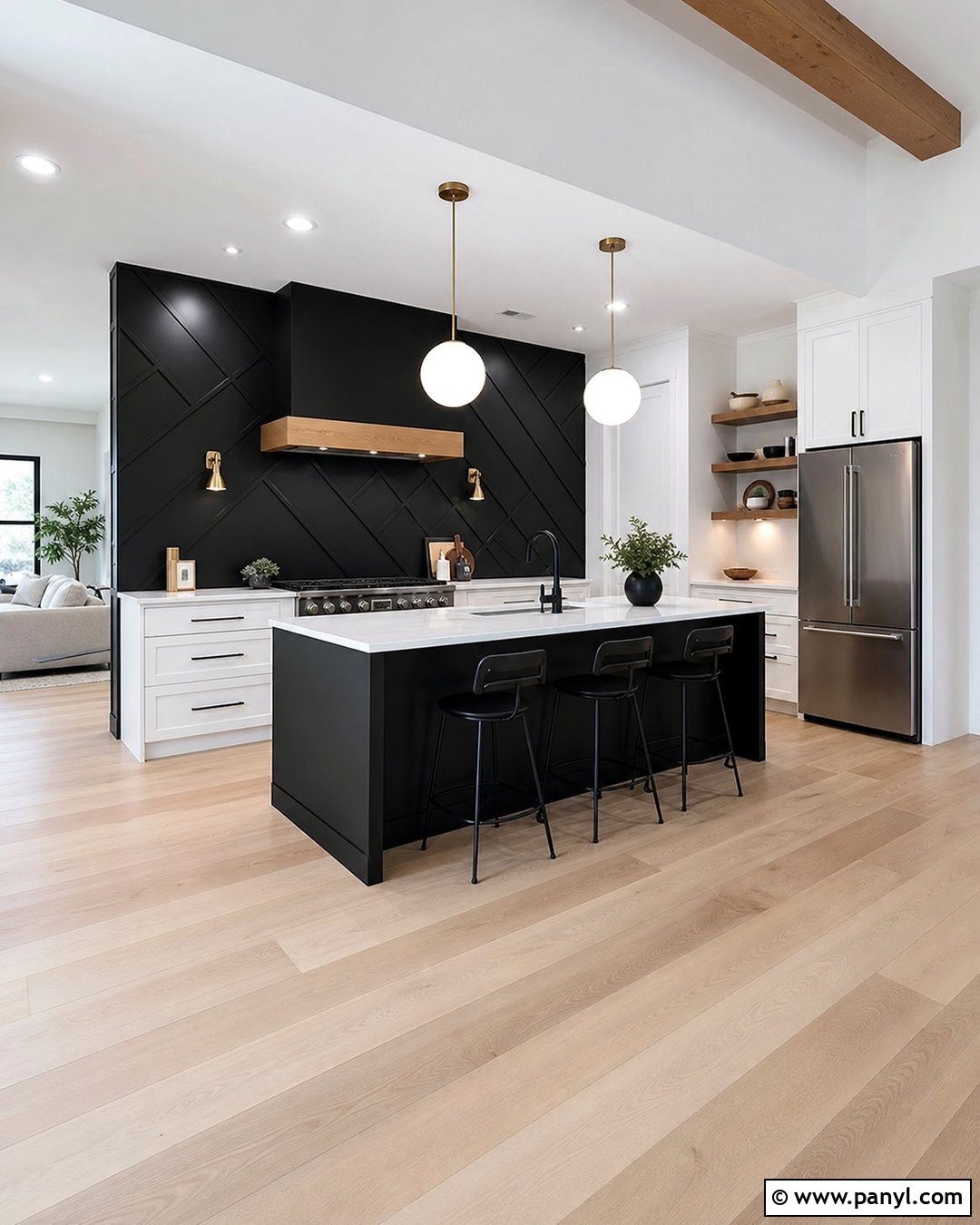 Black Geometric Accent Wall Kitchen - 30 black accent wall kitchen ideas