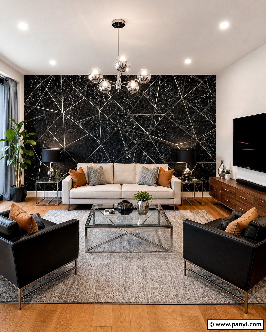 Black Geometric Glitter Wallpaper Living Room - 20 black glittery wallpaper ideas