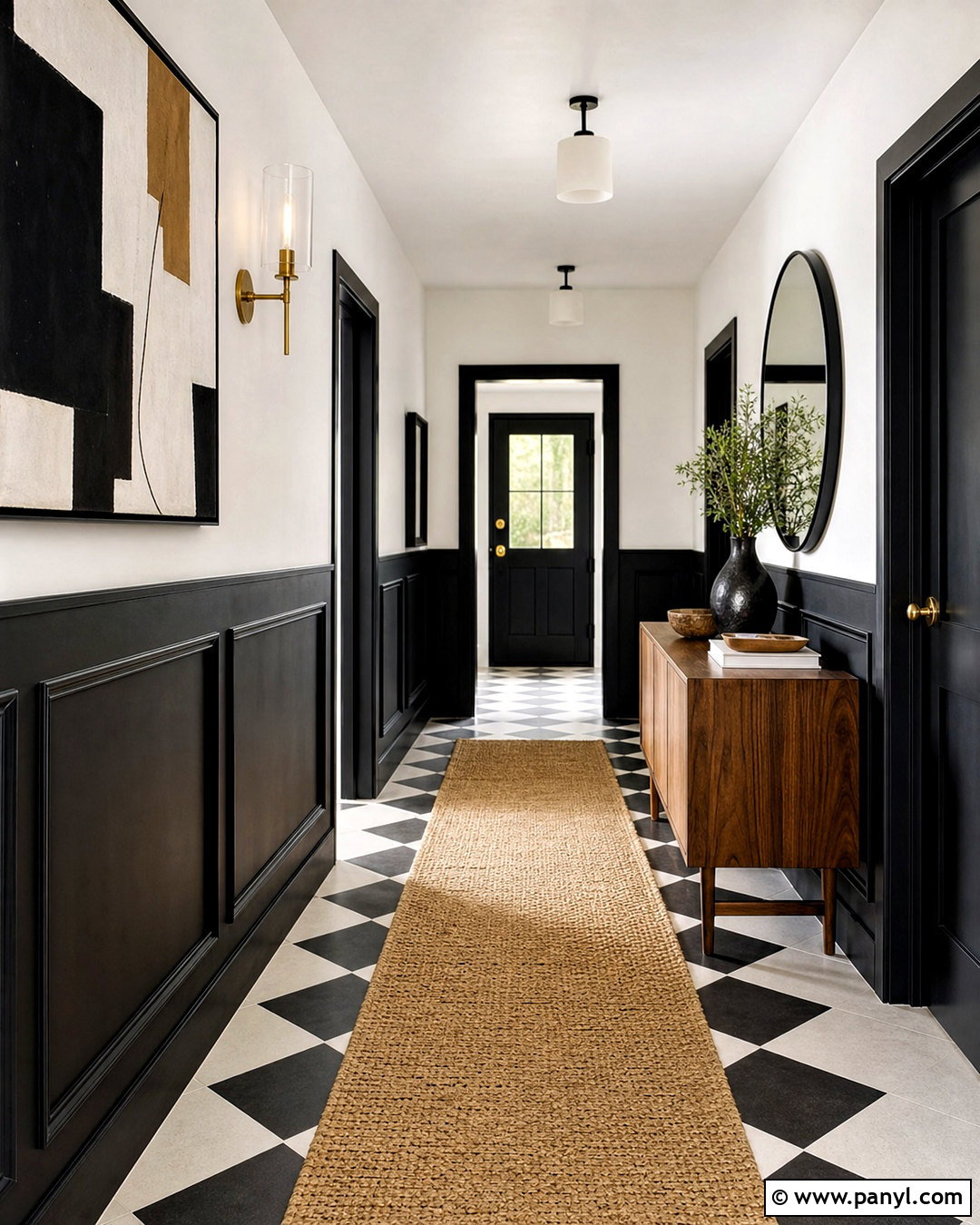 Black Geometric Hallway Paneling - 20 half wall paneling ideas hallways