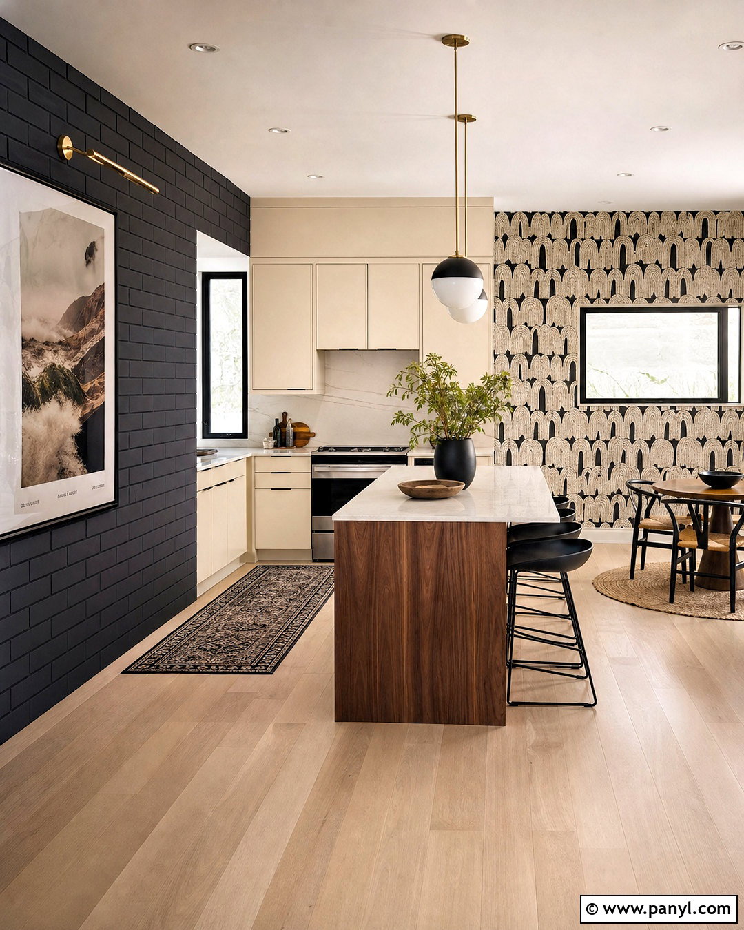 Black Geometric Kitchen Wall - 20 black kitchen wall ideas