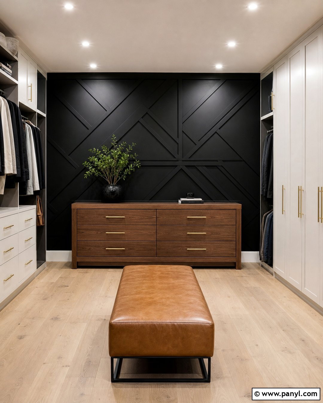 Black Geometric Molding Closet Wall - 20 Black Accent Wall Closet Ideas