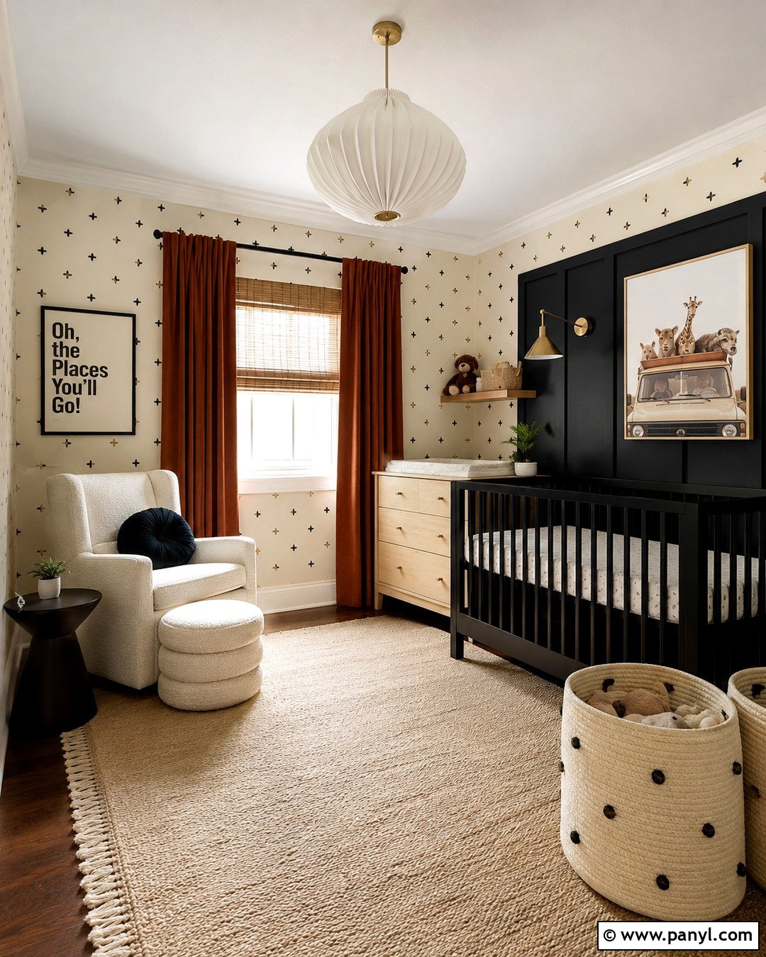 Black Geometric Nursery Wallpaper - 20 Black Nursery Wall Ideas