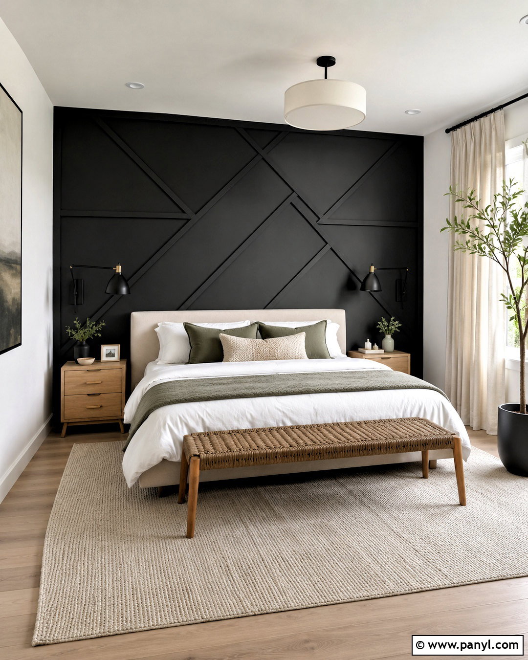 Black Geometric Wall Bedroom - 20 black wall ideas