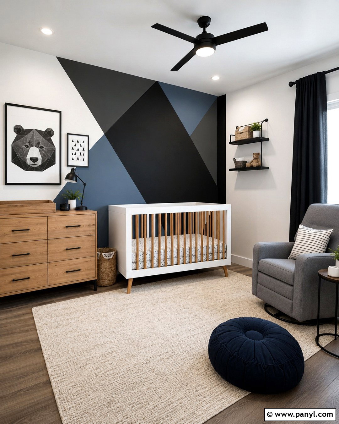 Black Geometric Wall Nursery - 20 Black Accent Wall Nursery Boy Ideas