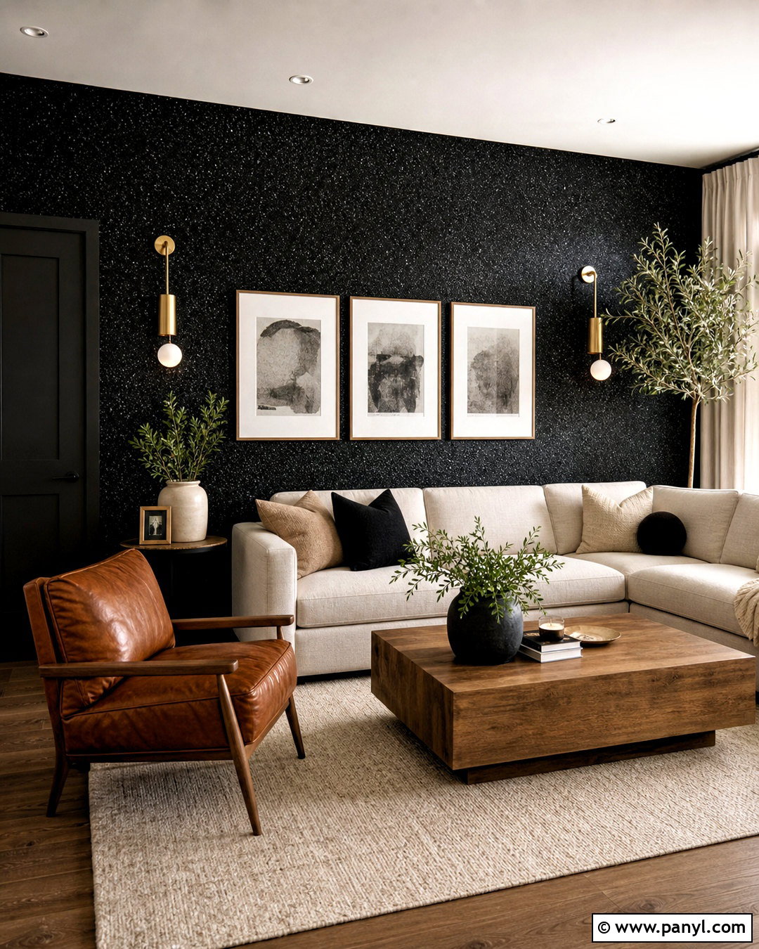 Black Glitter Accent Wall Living Room - 20 glitter accent wall ideas