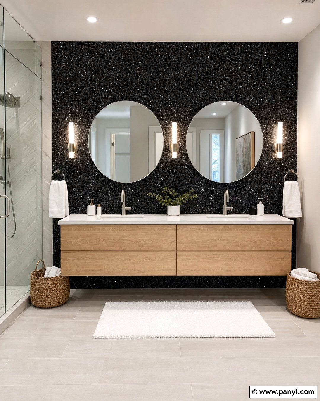 Black Glitter Bathroom Vanity Wall - 30 black glitter wall ideas