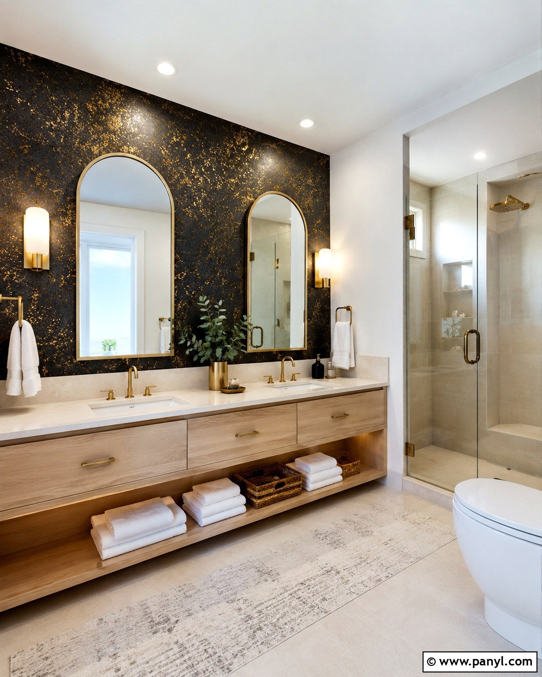 Black Glitter Bathroom Vanity Wall - 20 Black Wall With Gold Glitter Ideas