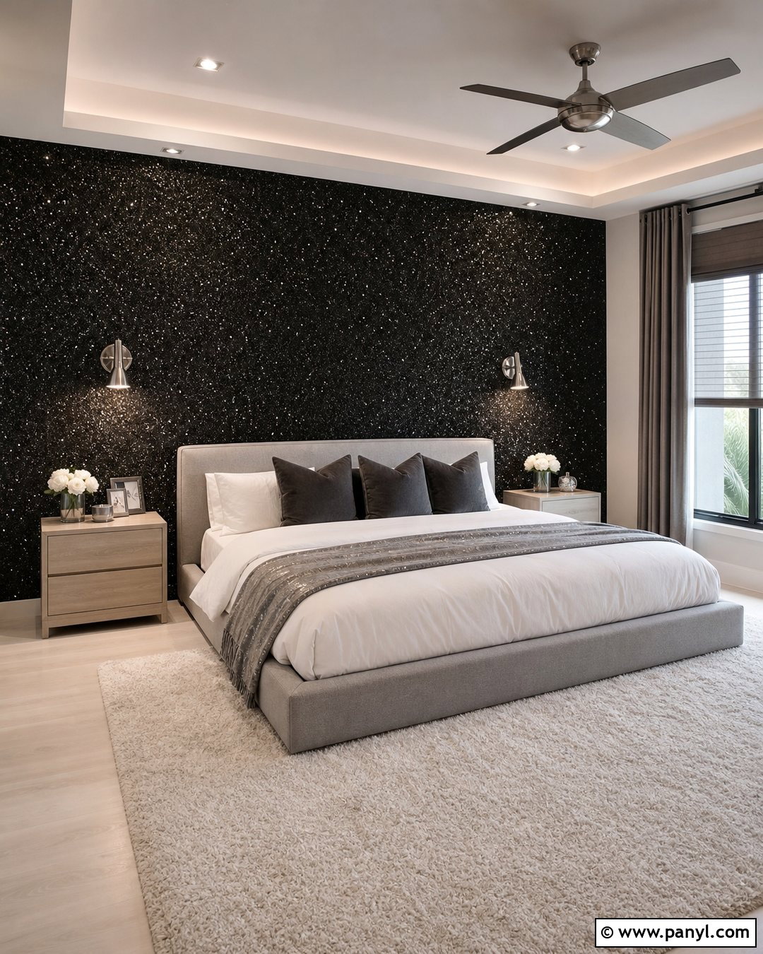 Black Glitter Bedroom Wall - 30 black glitter wall ideas