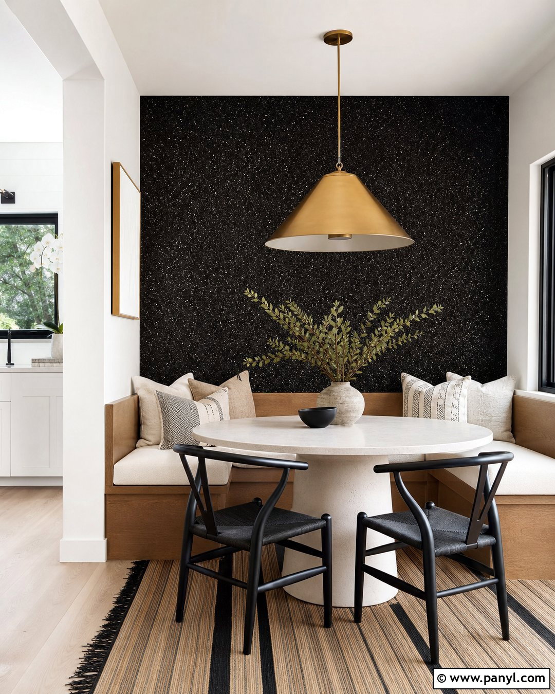 Black Glitter Breakfast Nook Wall - 30 black glitter wall ideas