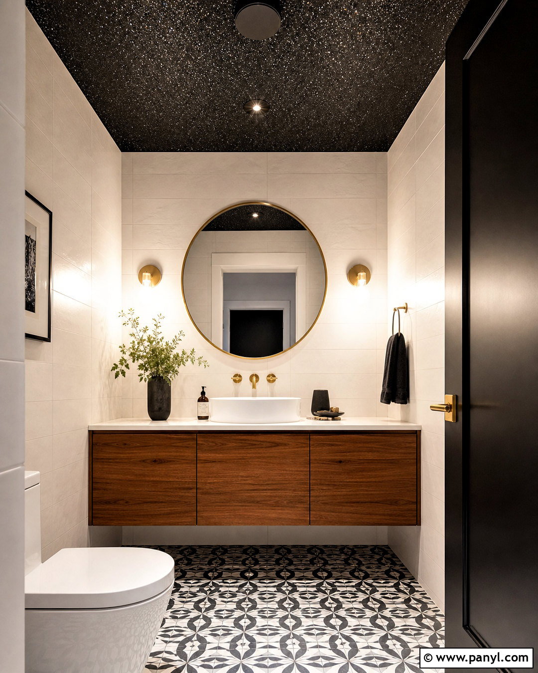 Black Glitter Ceiling Powder Room - 20 glitter ceiling ideas