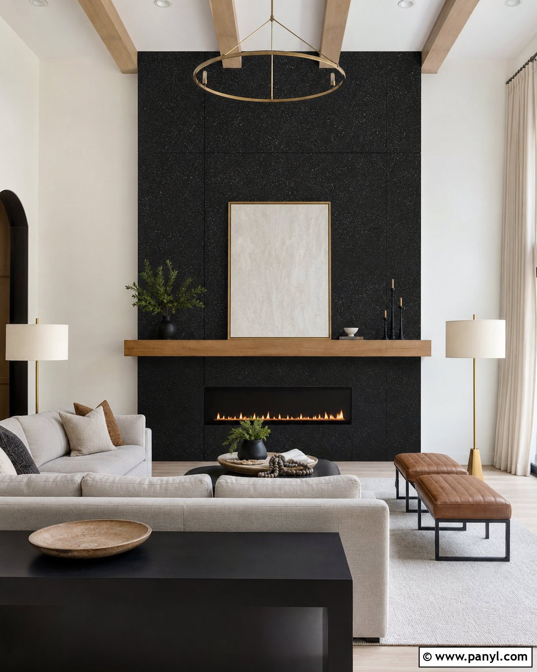 Black Glitter Fireplace Wall - 30 black glitter wall ideas