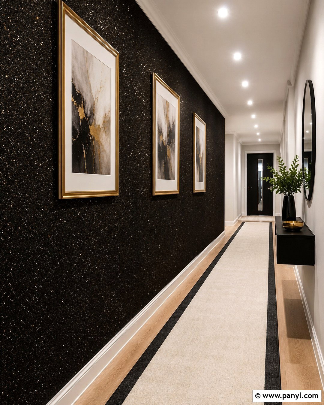 Black Glitter Hallway Wall - 20 Black Wall With Gold Glitter Ideas