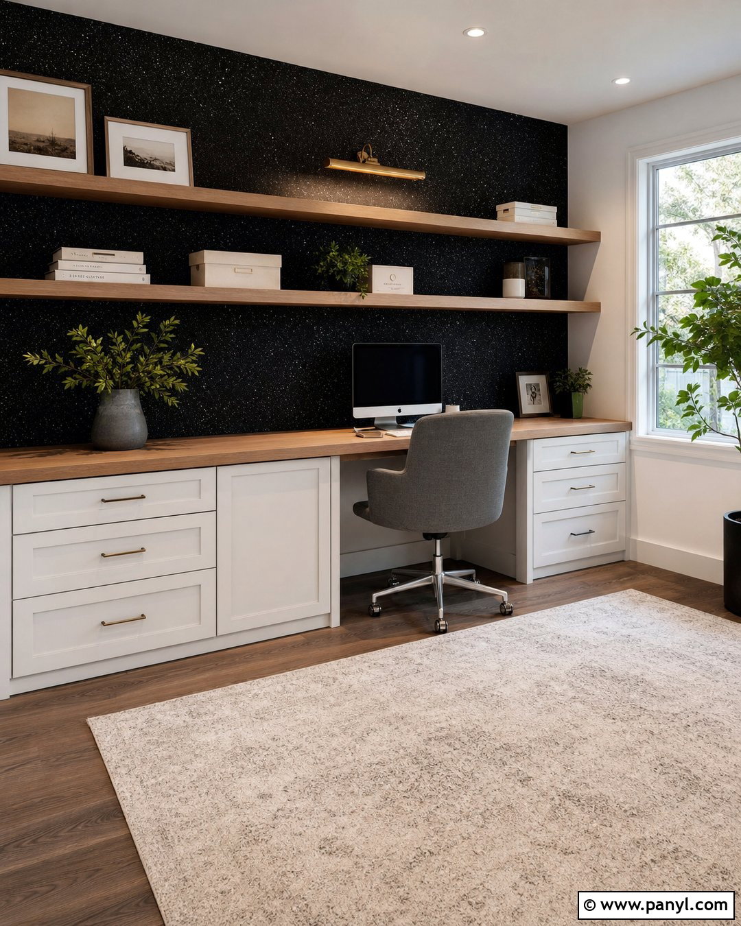 Black Glitter Home Office Wall - 30 black glitter wall ideas