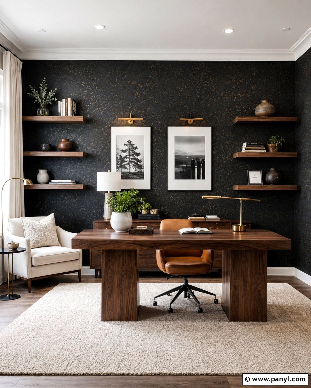 Black Glitter Home Office Wall - 20 Black Wall With Gold Glitter Ideas