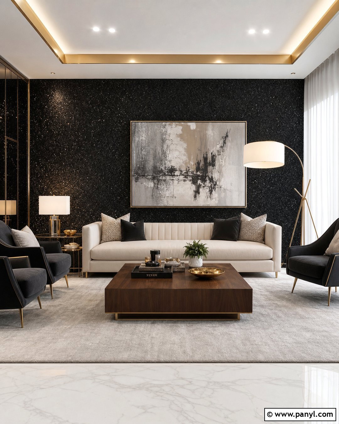 Black Glitter Living Room Wall - 30 black glitter wall ideas