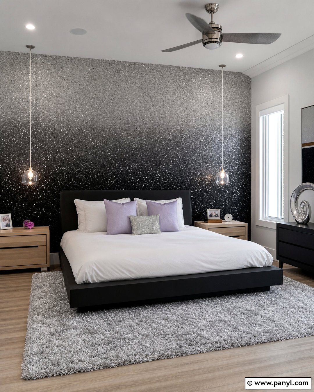 Black Glitter Ombre Wall - 30 black glitter wall ideas