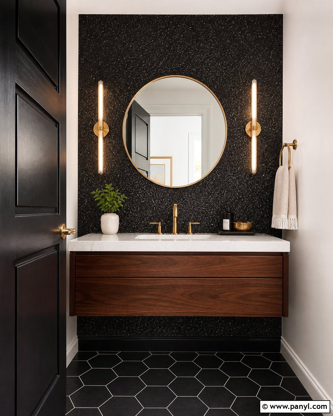 Black Glitter Powder Room Wall - 30 black glitter wall ideas