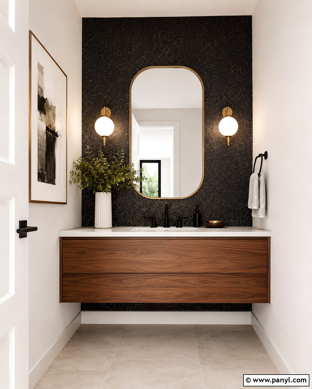 Black Glitter Powder Room Wall - 20 Black Wall With Gold Glitter Ideas