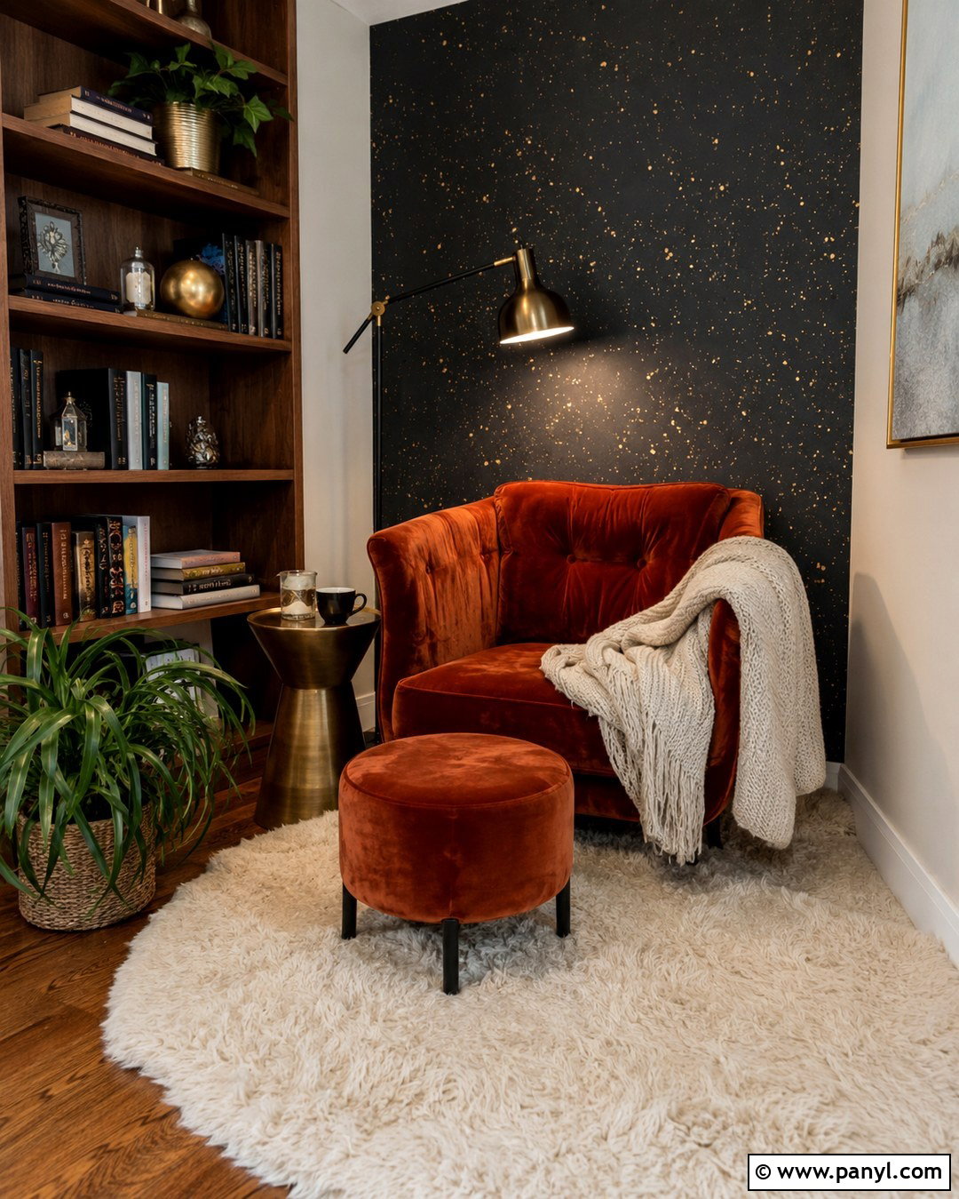 Black Glitter Reading Nook Wall - 20 Black Wall With Gold Glitter Ideas