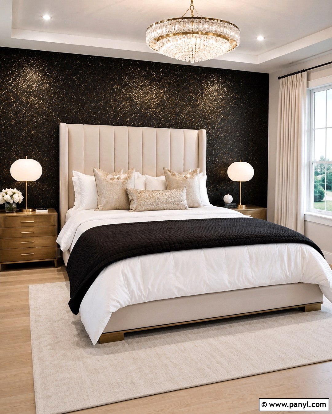 Black Glitter Wall Bedroom - 20 Black Wall With Gold Glitter Ideas