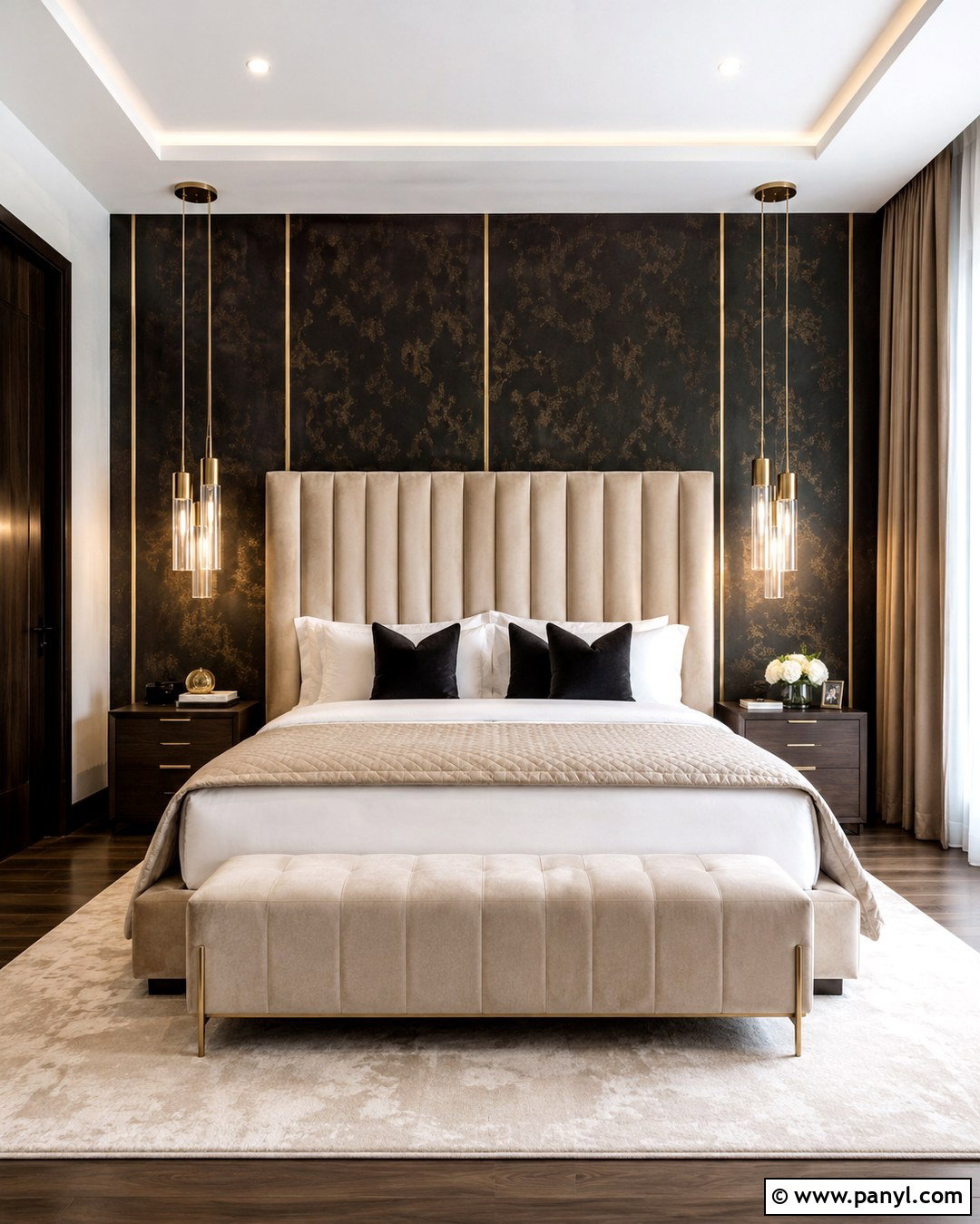 Black Glitter Wall Luxury Bedroom - 20 Black Wall With Gold Glitter Ideas