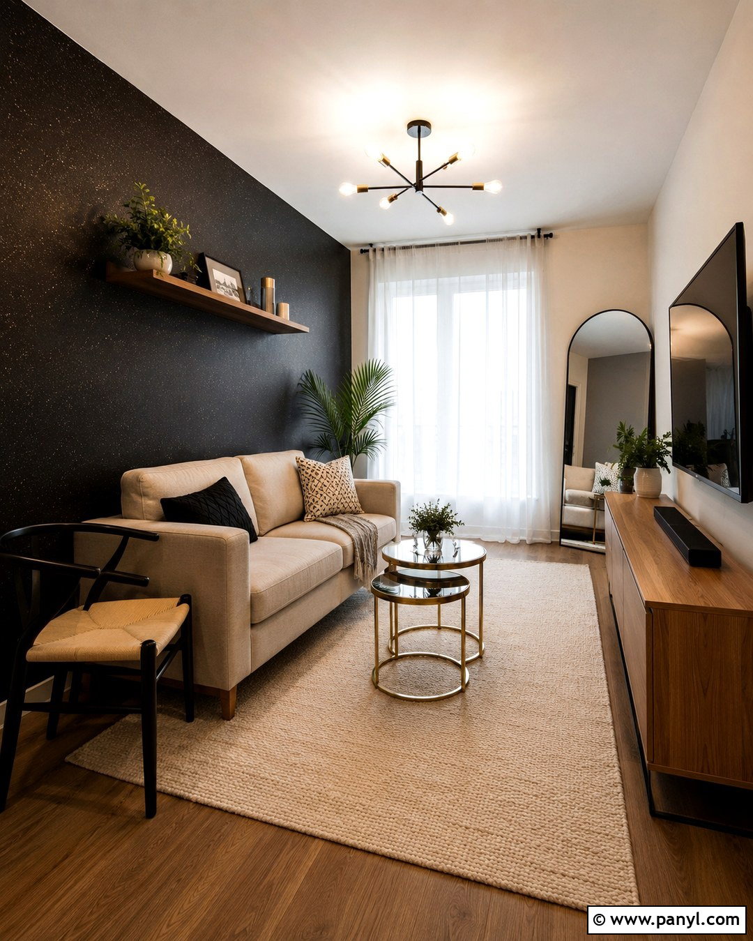 Black Glitter Wall Small Apartment - 20 Black Wall With Gold Glitter Ideas